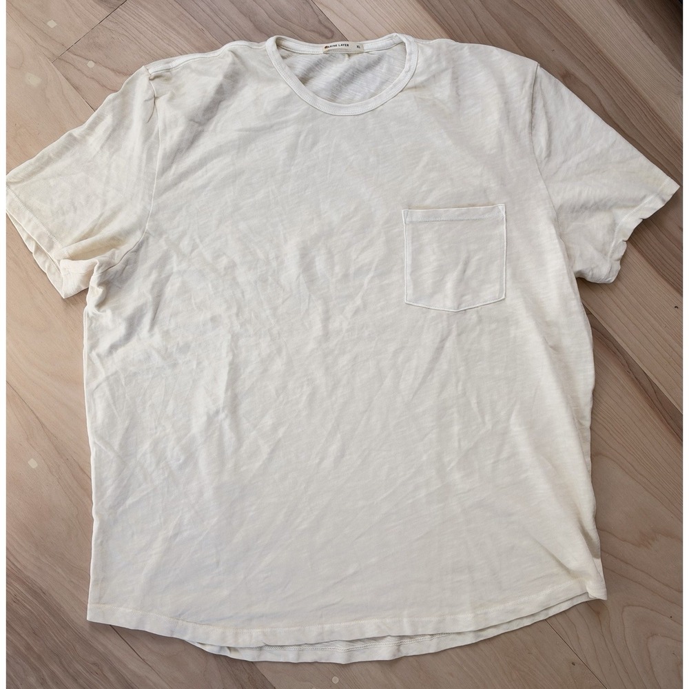 Marine Layer Slub Pocket Tee Mens XL Antique White $64 New NWOT Soft Cotton